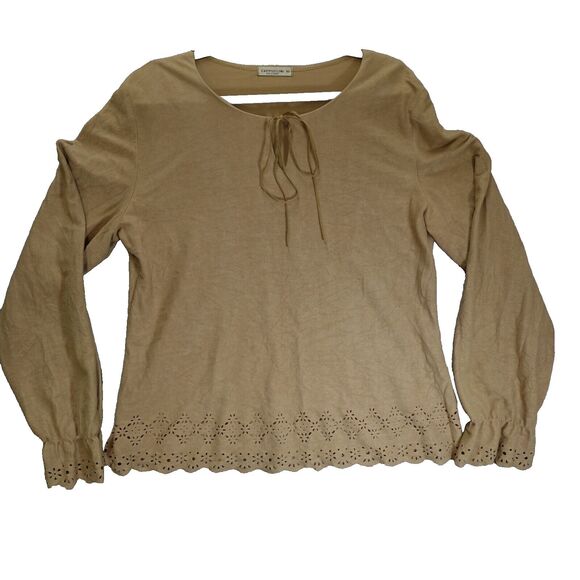 Cappuccini 50 Collezione Blouse Womens Large Indian Native American Western Tan - Picture 10 of 11